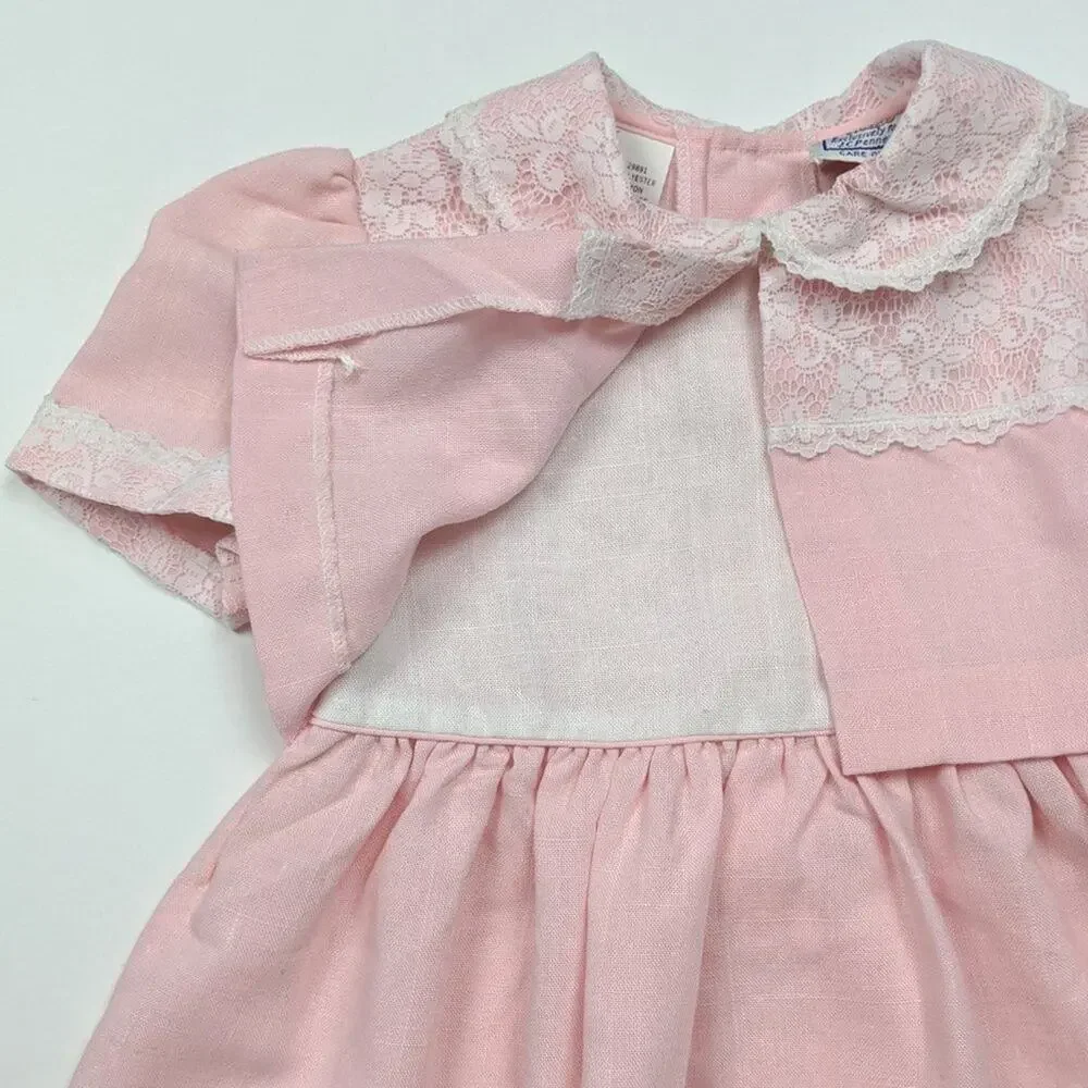 Vintage Nana's Pet Dress Girls Size 2T Pink Faux Bolero